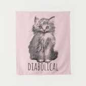 Diabolical Cute Fluffy Kitten Light Pink Wandteppich (Vorderseite)