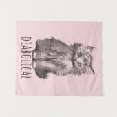 Diabolical Cute Fluffy Kitten Light Pink Wandteppich (Vorderseite (Horizontal))