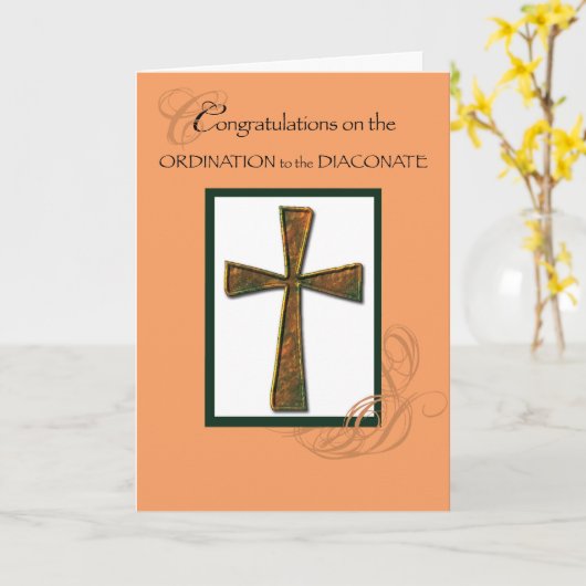 Diaconate Ordination Gratulation Cross, Deacon Karte (Gelbe Blume)