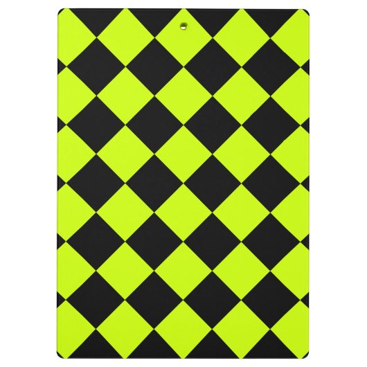 Diag kariert - schwarzes und Leuchtstoffgelb Klemmbrett (Rückseite)