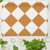 Diag kariert - Weiß und Ocker Handtuch (Gefaltet)