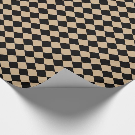 Diag kariertes großes - Schwarzes und TAN Geschenkpapier (Ecke)