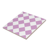 Diag kariertes großes - Weiß und LightMediumOrchid Fliese (Seite)
