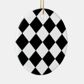 Diag kariertes großes - Weiß und Schwarzes Keramik Ornament (Rechts)