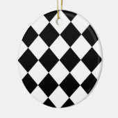 Diag kariertes großes - Weiß und Schwarzes Keramik Ornament (Links)