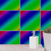 Diag Rainbow Gradient Blumenmuster Blau Grün Fliese