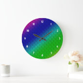 Diag Rainbow Gradient Blumenmuster Blau Grün Große Wanduhr (Zuhause)