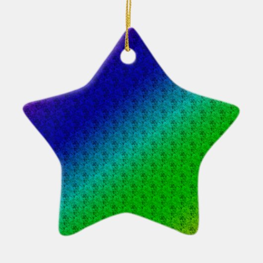 Diag Rainbow Gradient Blumenmuster Blau Grün Keramikornament (Vorne)