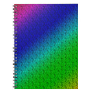 Diag Rainbow Gradient Blumenmuster Blau Grün Notizblock