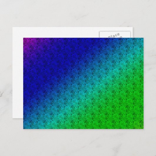 Diag Rainbow Gradient Blumenmuster Blau Grün Postkarte (Vorne/Hinten)