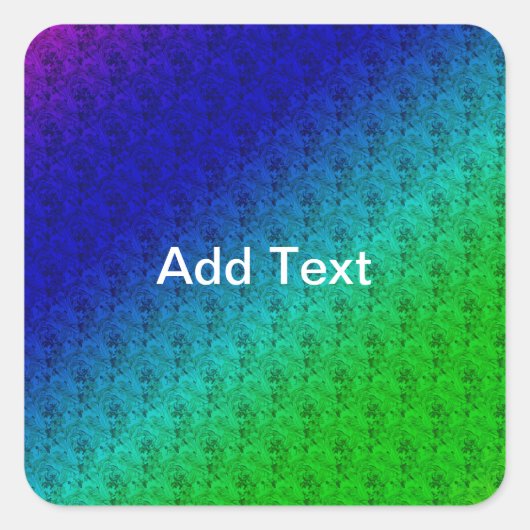 Diag Rainbow Gradient Blumenmuster Blau Grün Quadratischer Aufkleber (Vorderseite)