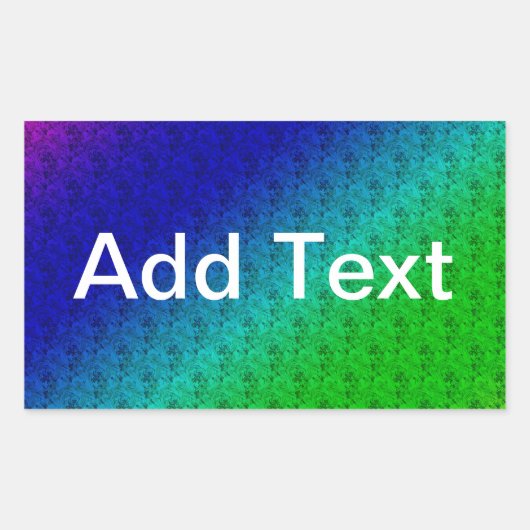 Diag Rainbow Gradient Blumenmuster Blau Grün Rechteckiger Aufkleber (Vorderseite)