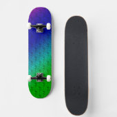 Diag Rainbow Gradient Blumenmuster Blau Grün Skateboard (Vorne)
