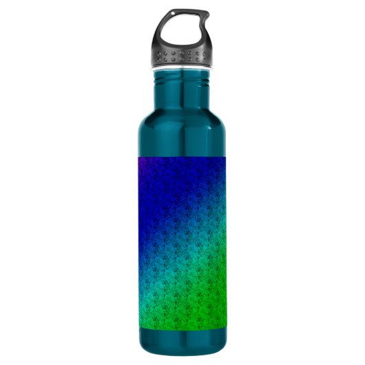Diag Rainbow Gradient Blumenmuster Blau Grün Trinkflasche (Vorderseite)