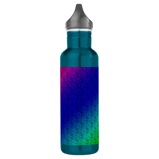 Diag Rainbow Gradient Blumenmuster Blau Grün Trinkflasche (Links)