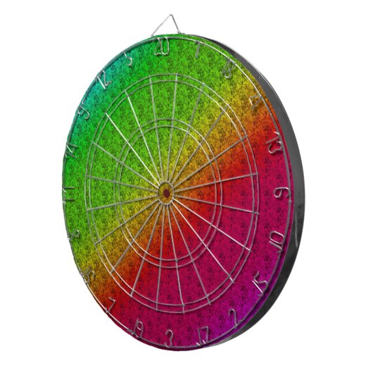 Diag Rainbow Gradient Blumenmuster Rot Grün Dartscheibe (Vorderseite rechts)