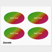 Diag Rainbow Gradient Blumenmuster Rot Grün Ovaler Aufkleber (Blatt)