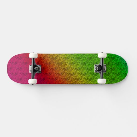 Diag Rainbow Gradient Blumenmuster Rot Grün Skateboard (Horizontal)