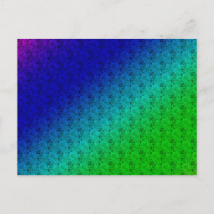 Diag Rainbow Gradient Floral Pattern Blue Green Postkarte