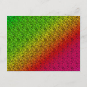 Diag Rainbow Gradient Floral Pattern Red Green Postkarte