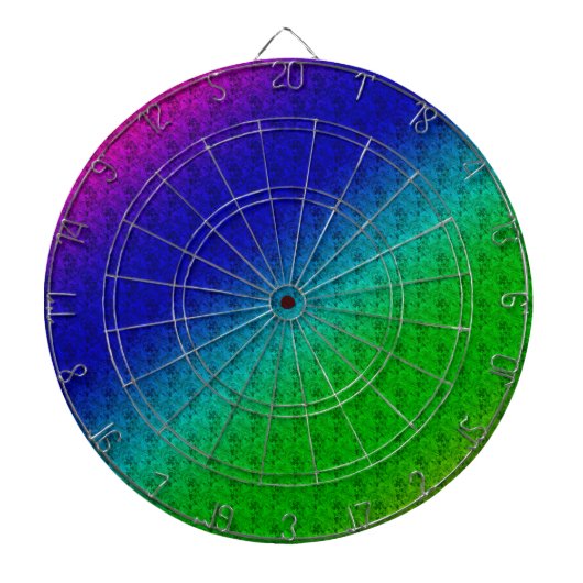 Diag Regenbogen-Verlauf Blumenmuster Blau Grün Dartscheibe (vorne)