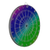 Diag Regenbogen-Verlauf Blumenmuster Blau Grün Dartscheibe (Vorderseite Links)
