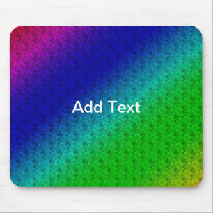 Diag Regenbogenverlauf Blumenmuster Blau Grün Mousepad
