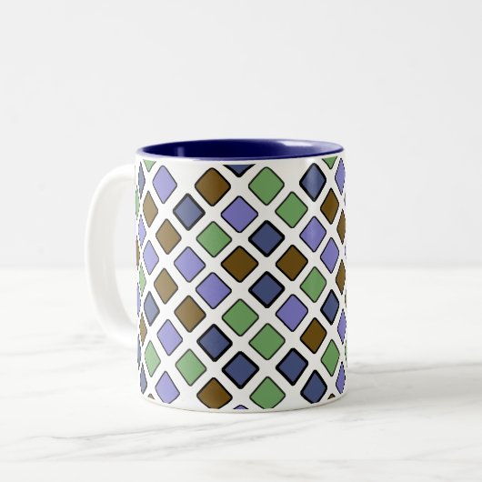 DIAG SQUARES plus blaue Zwei-Tone-Tasse Zweifarbige Tasse (Vorderseite Links)