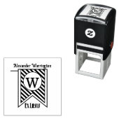 Diag Stripe Initial Banner Monogram Ex Libris Book Permastempel (Beispiel)