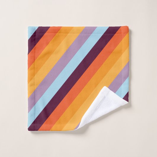 Diagnal Retro Rainbow Badhandtuch Set (Waschlappen)