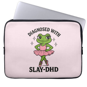 Diagnostizierte Slay-DHD-Frosch-Ballerina-ADHS Laptopschutzhülle