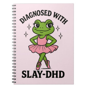 Diagnostizierte Slay-DHD Frosch-Ballerina ADHS Notizblock