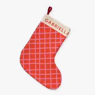 Diagonal Abstrakte Linien Muster Personalisiert Kleiner Weihnachtsstrumpf