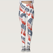 Diagonal AMERICA Pattern Leggings für 4. Juli (Vorderseite)