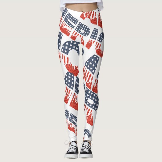 Diagonal AMERICA Pattern Leggings für 4. Juli (Vorderseite)