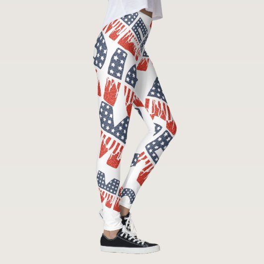 Diagonal AMERICA Pattern Leggings für 4. Juli (Rechts)