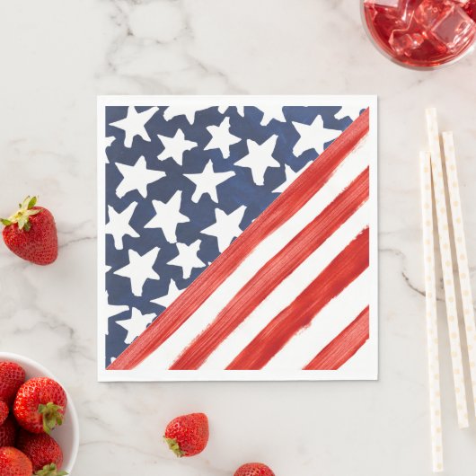 Diagonal American Flag Red Stripe Star Festival Serviette (Beispiel)