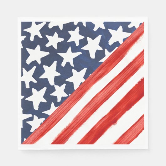 Diagonal American Flag Red Stripe Star Festival Serviette (Vorderseite)