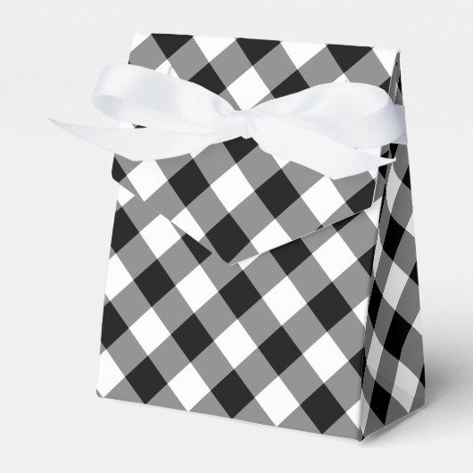 Diagonal Black and White Gingham Kariert Gevor Box Geschenkschachtel (Vorderseite)