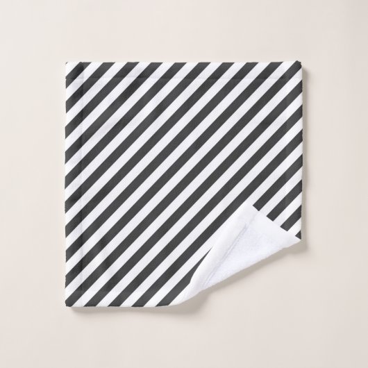 Diagonal black and white stripes  pattern badhandtuch set (Waschlappen)