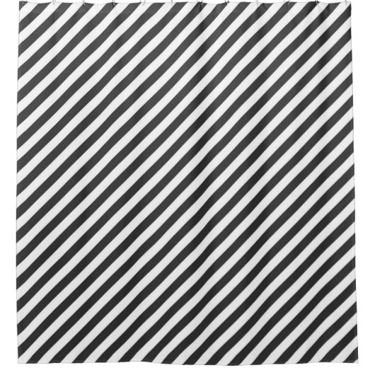 Diagonal black and white stripes  pattern duschvorhang (Vorderseite)