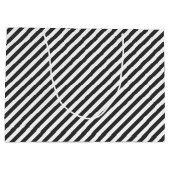 Diagonal black and white stripes  pattern große geschenktüte (Rückseite)