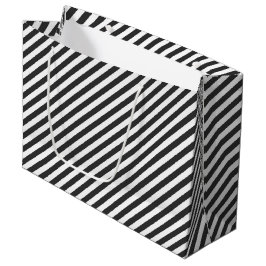 Diagonal black and white stripes  pattern große geschenktüte