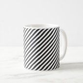 Diagonal black and white stripes  pattern kaffeetasse (VorderseiteRechts)