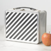 Diagonal black and white stripes pattern metall brotdose (Beispiel)