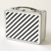 Diagonal black and white stripes pattern metall brotdose (Vorderseite)
