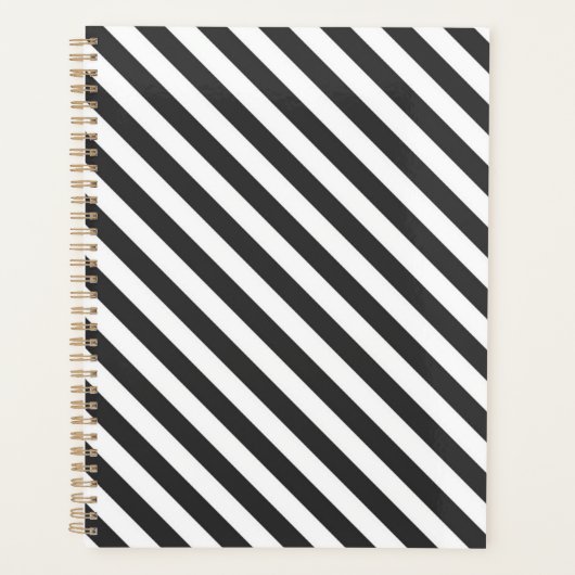 Diagonal black and white stripes  pattern planner planer (Vorderseite)