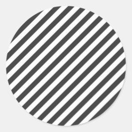 Diagonal black and white stripes  pattern runder aufkleber