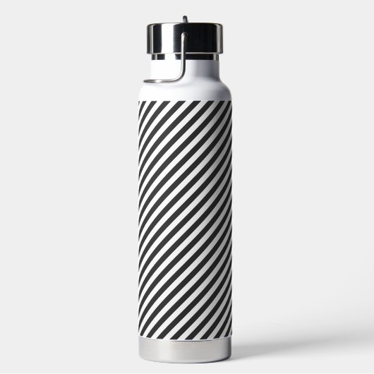 Diagonal black and white stripes  pattern trinkflasche (rechts)