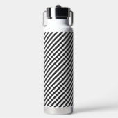 Diagonal black and white stripes  pattern trinkflasche (Vorderseite)